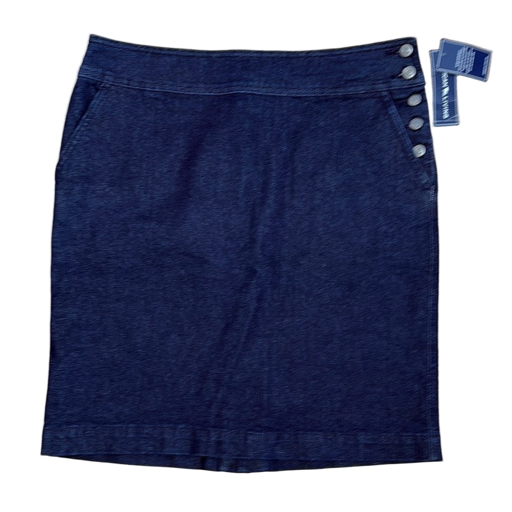 American Living 10 Blue Denim Look Pencil Skirt Knee Career Classic